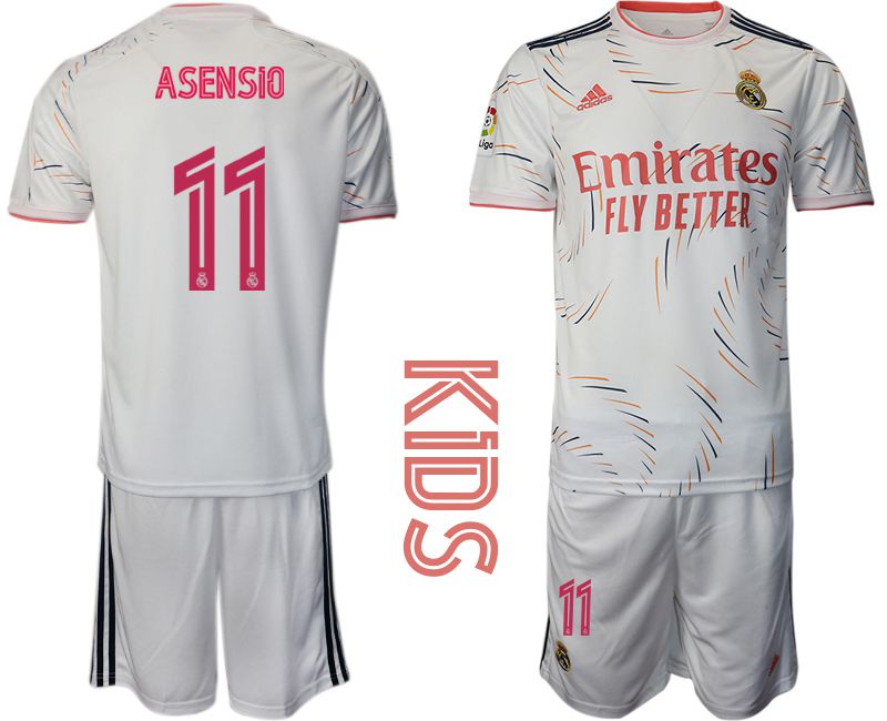 Youth 2021-2022 Club Real Madrid home white #11 Adidas Soccer Jersey->real madrid jersey->Soccer Club Jersey